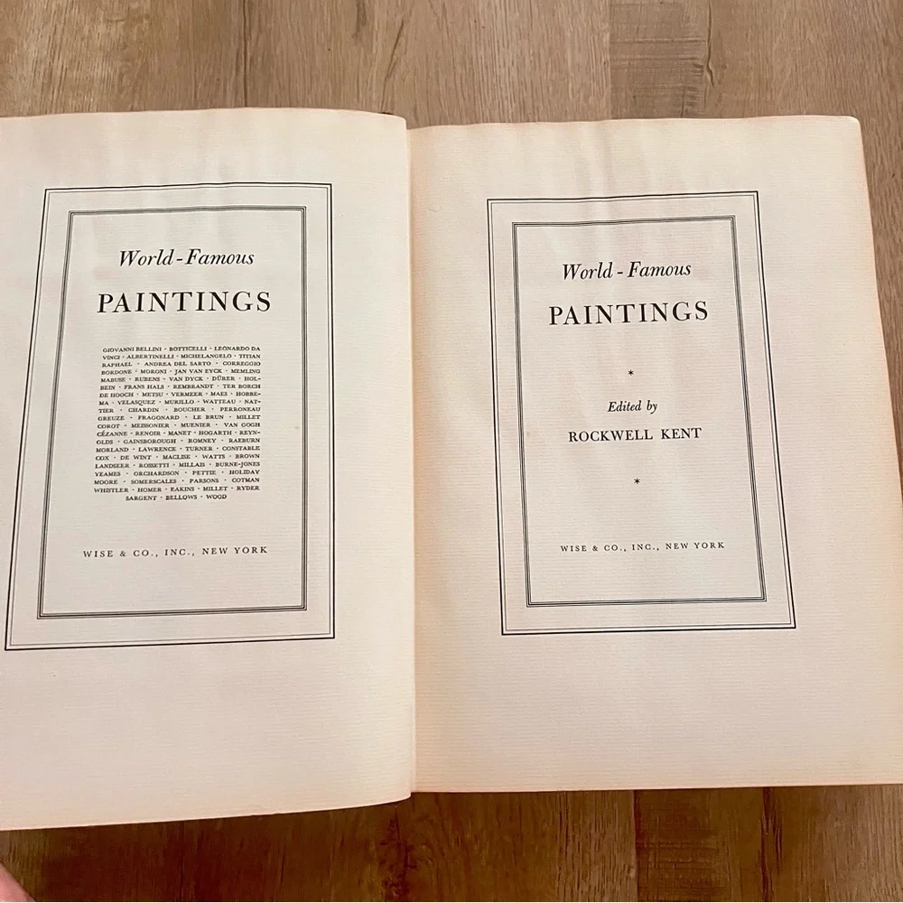 Vtg‎ 1939 Book First Edition, World Famous Paintings, 100 illustration Plates